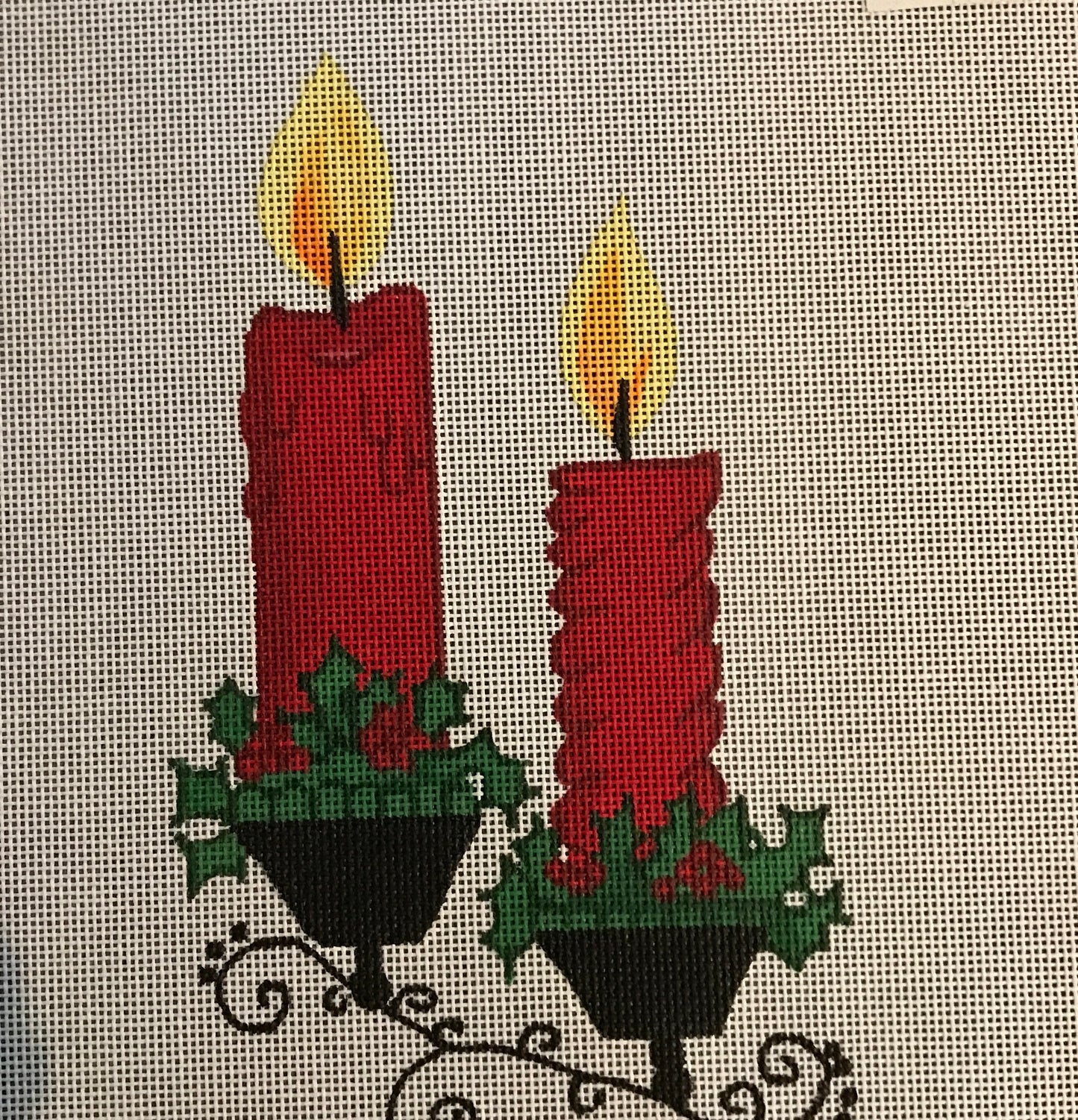 Red Candles in Wrought Iron