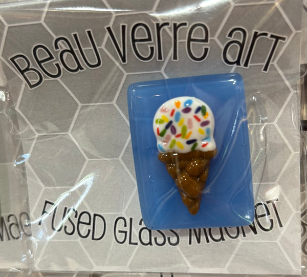 Fused Glass Ice Cream Cone  Needle Minder