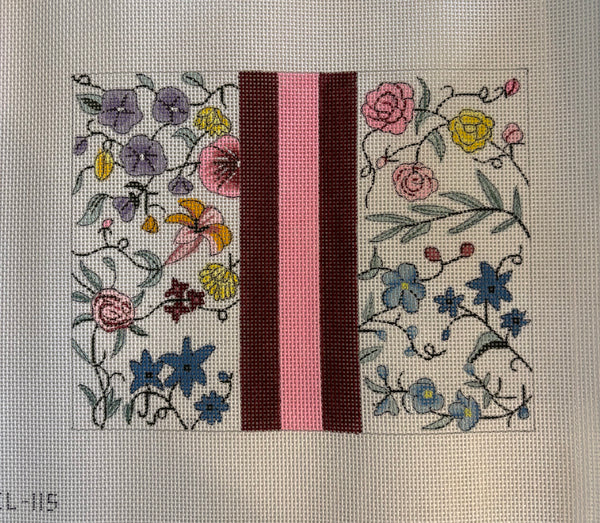 Floral Burgundy Stripe Single