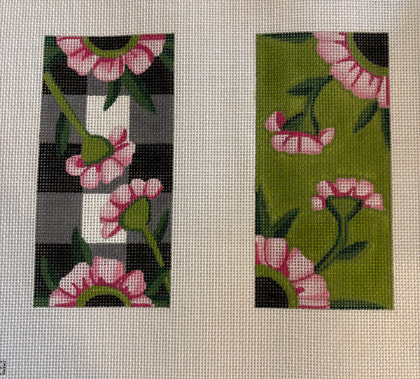 Black Check Floral Eyeglass Case