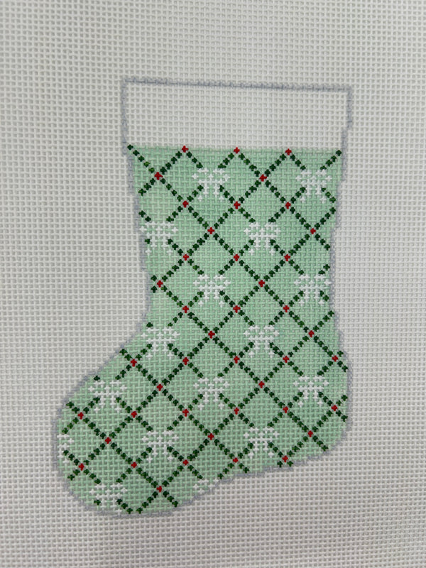 Bow Mini Stocking - Green & red