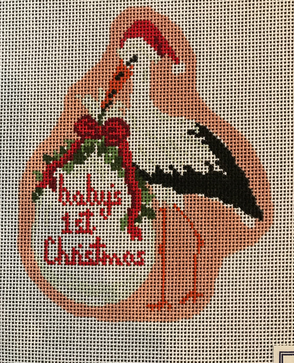 Baby's First Christmas Pink Stork