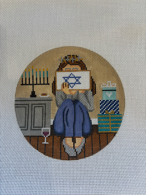 Hanukkah Stitching Girl Ornament