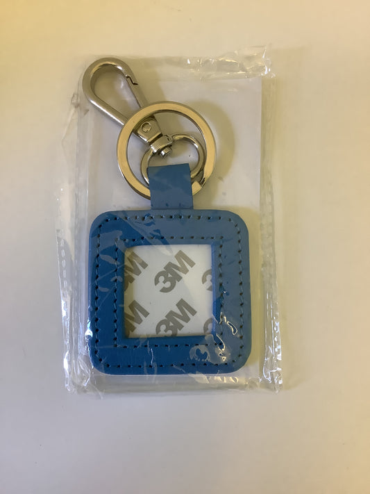 Square Leather Bag Tag - blue