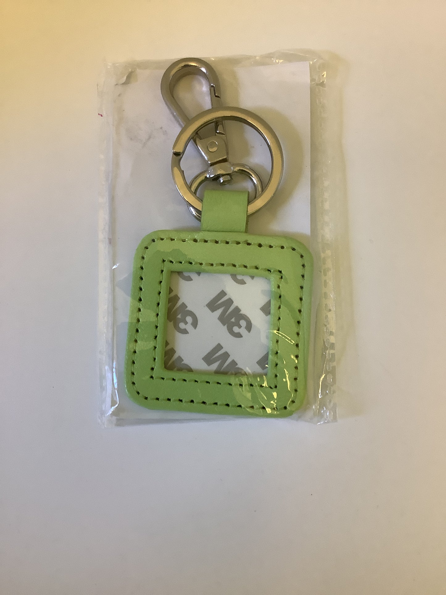 Square Leather Bag Tag - green