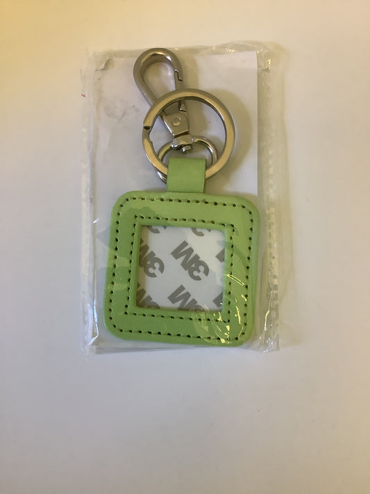 Square Leather Bag Tag - green