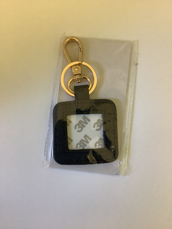 Square Leather Bag tag - black