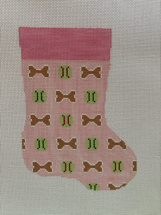 Pink Bones and Tennis Balls Mini Stocking