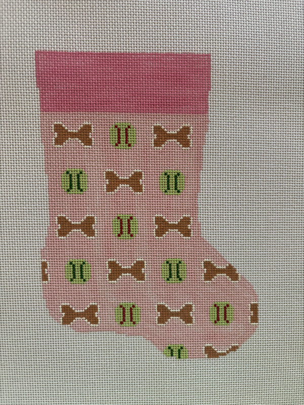 Pink Bones and Tennis Balls Mini Stocking