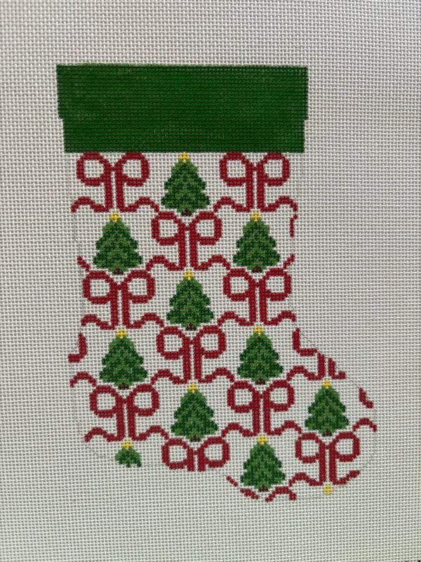 Red Bows and Trees Mini Stocking