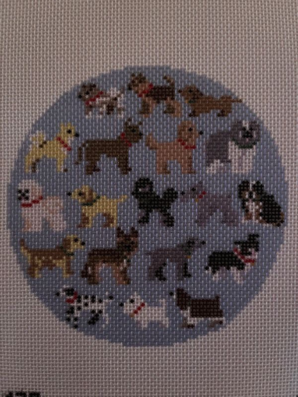 Blue Dogs Round Canvas