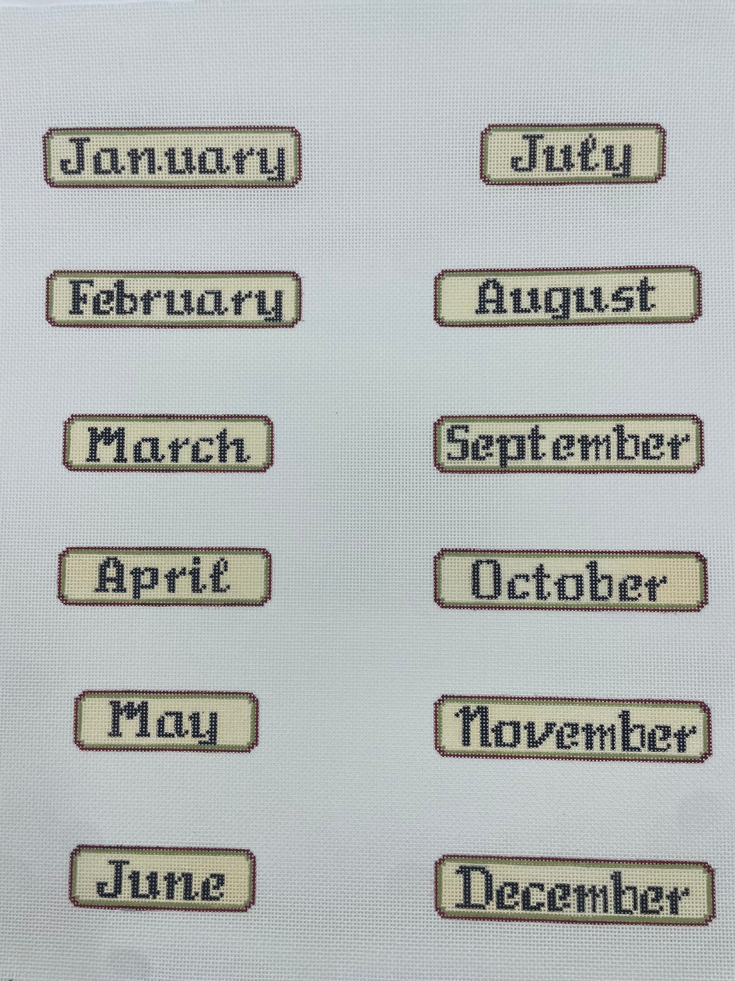Pink/Green Perpetual Calendar Months