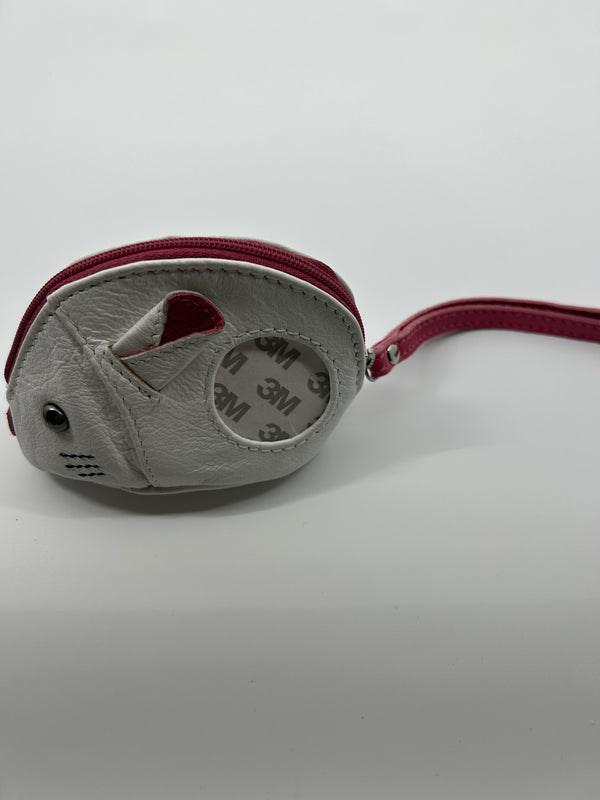 Mouse Coin Purse - White w/Pink trim