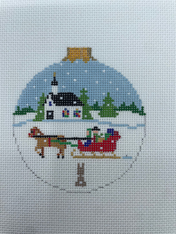 Sleigh Ride with Church Ornament