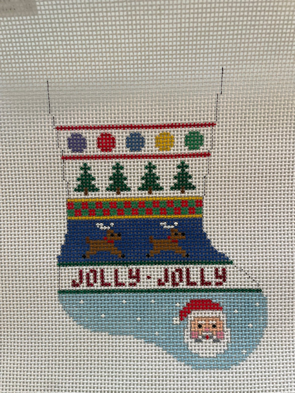 Tree, Reindeer, Santa Stripe Mini Stocking