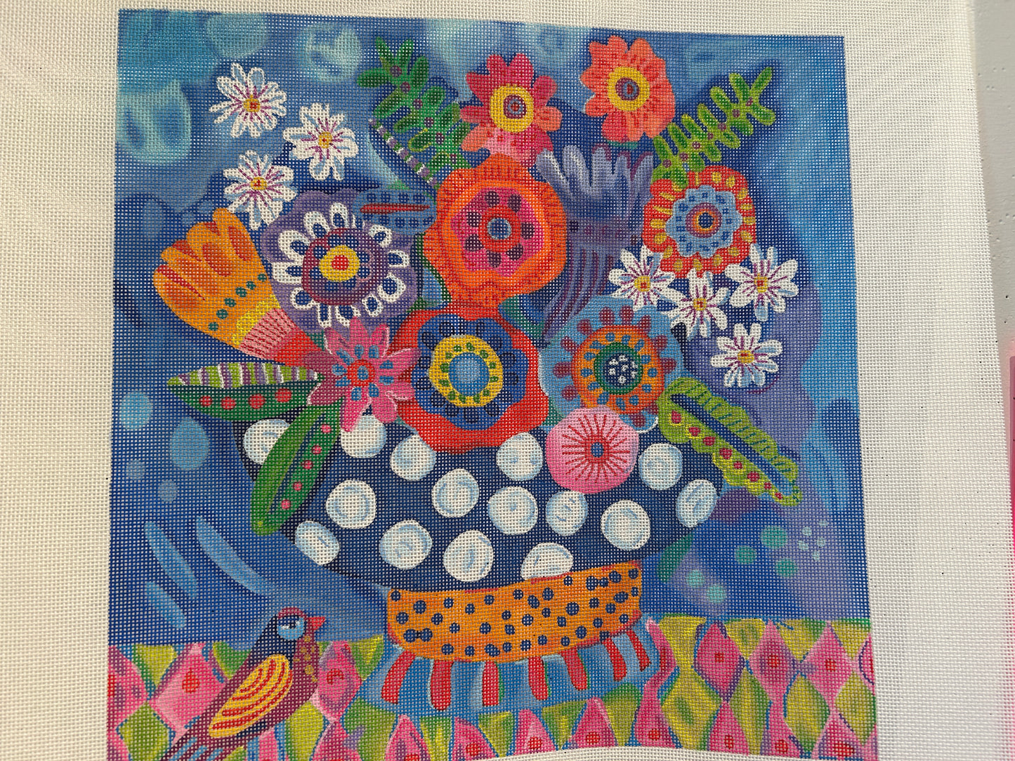 Bright Flowers in Polka Dot Vase