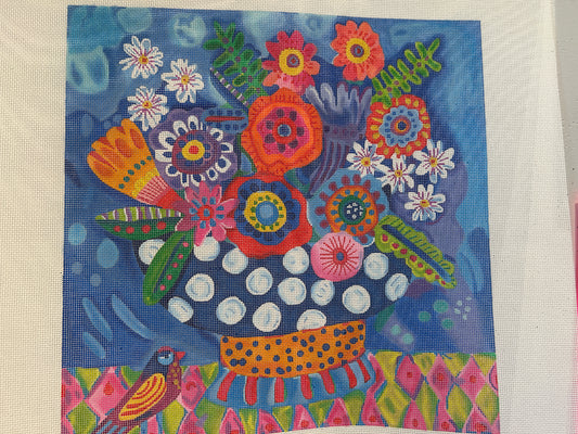 Bright Flowers in Polka Dot Vase