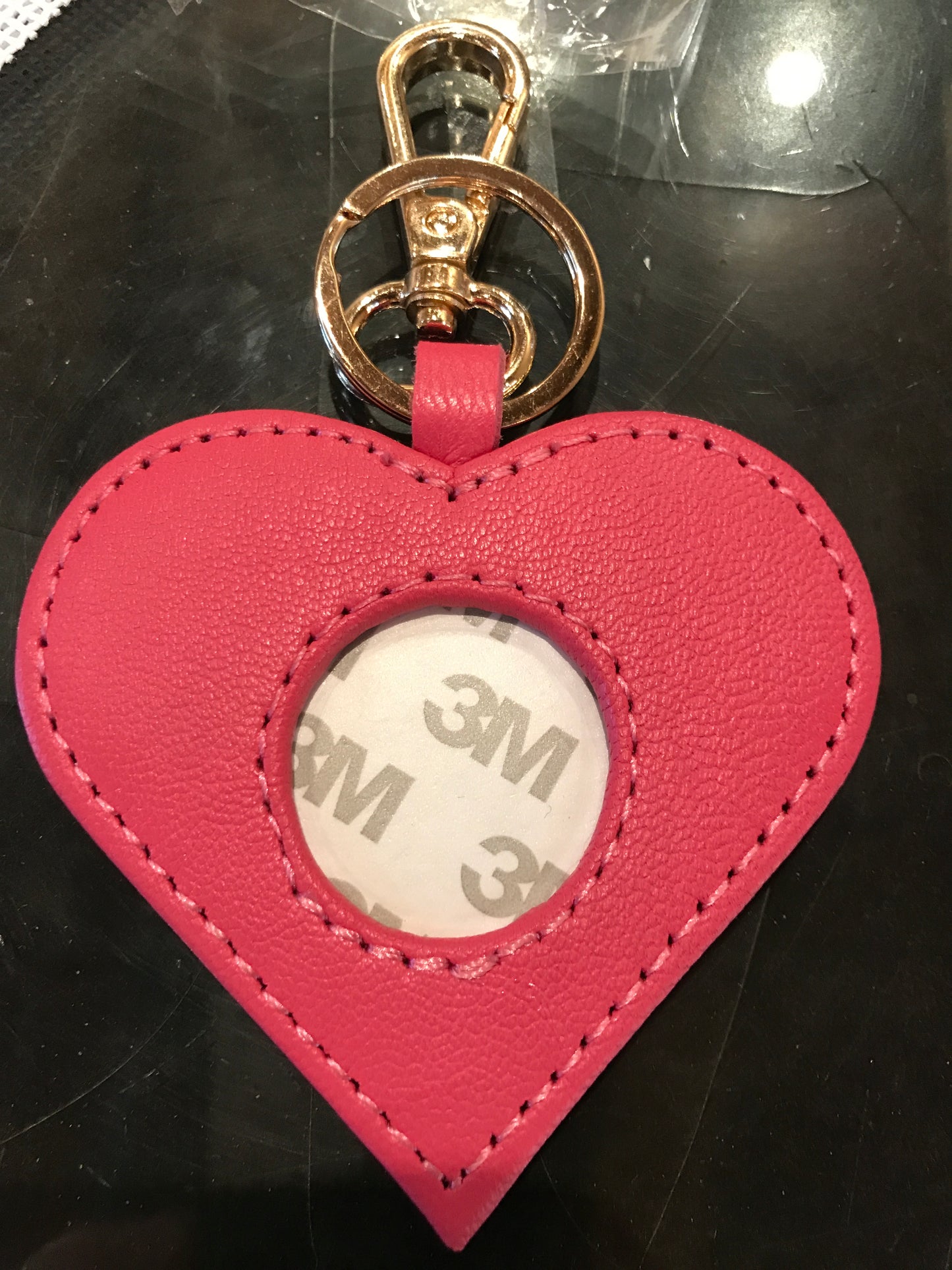 Heart Key Fob- hot pink/gold