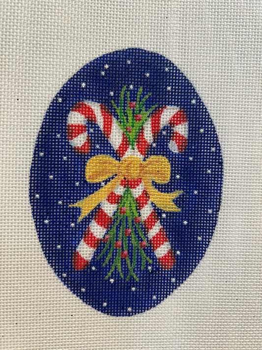 Candy Canes w/Greenery & Gold Bow