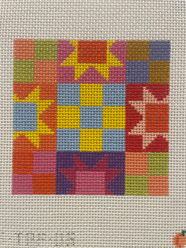 Patchwork Quilt - Blue/Yellow center