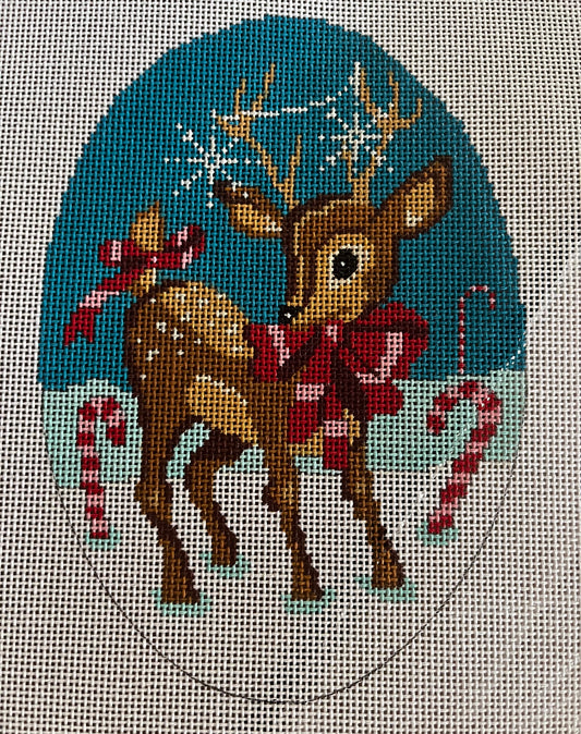 Oval Retro Reindeer