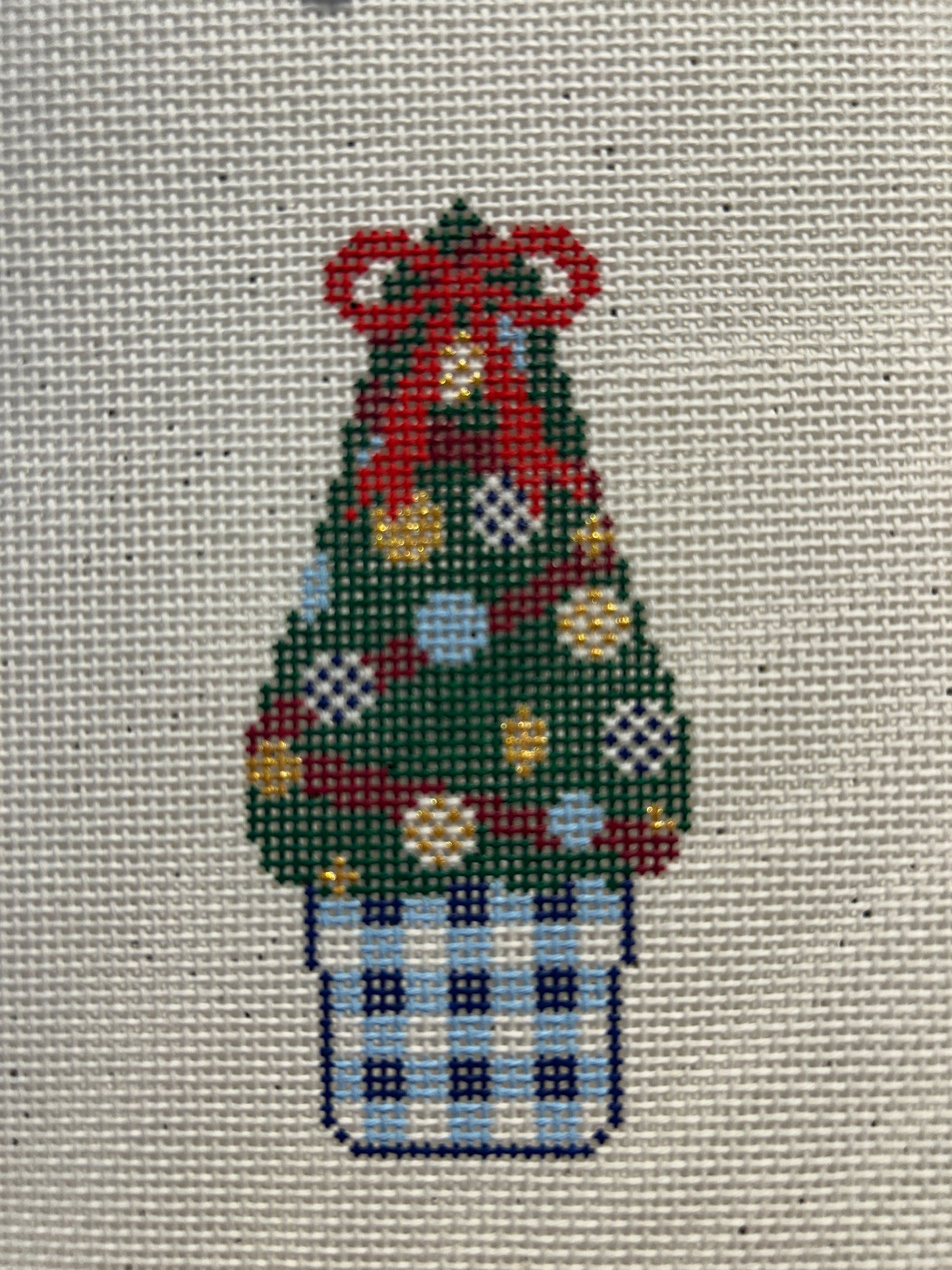 Gingham Planter - Red Bow