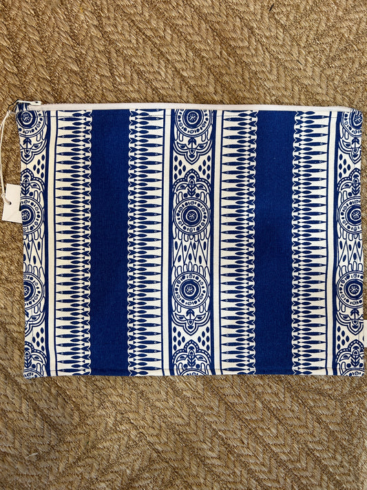 Blue Pattern Stripe Zipper Pouch
