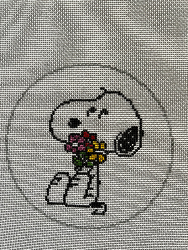 Snoopy Hugging Flowers Ornament