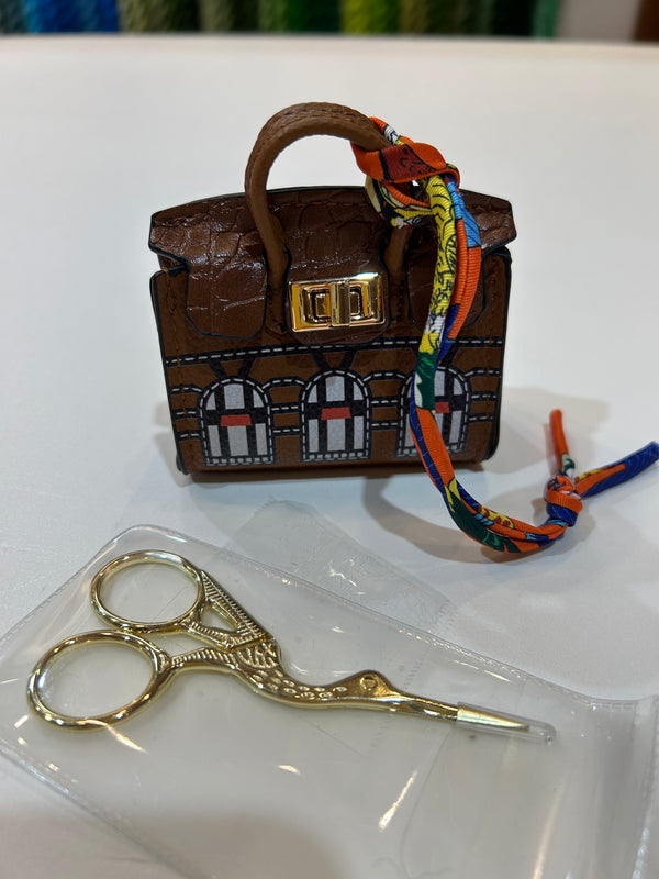 Brown Mini Purse w/ Scissors