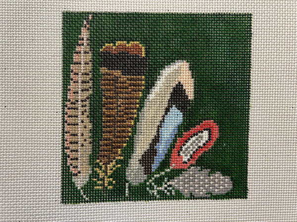 Game Bird Feather Coaster - rust