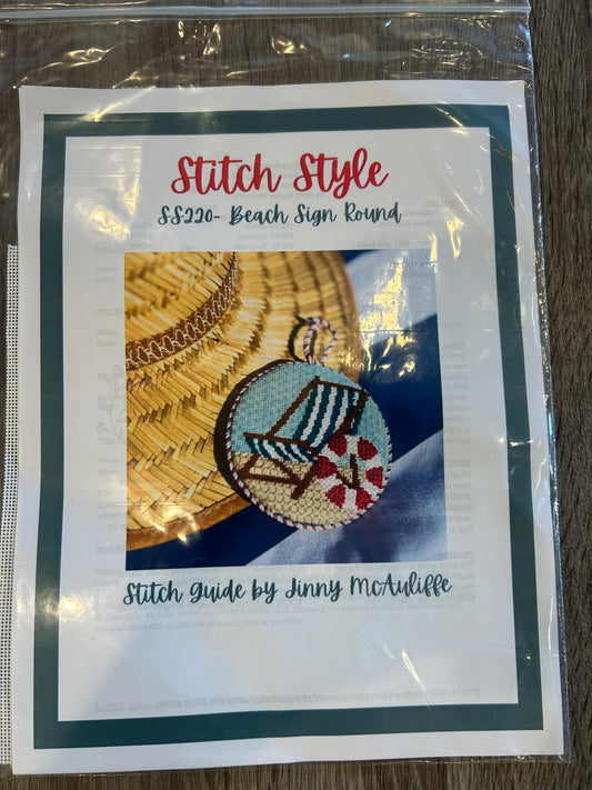 Stitch Style Beach Sign Round