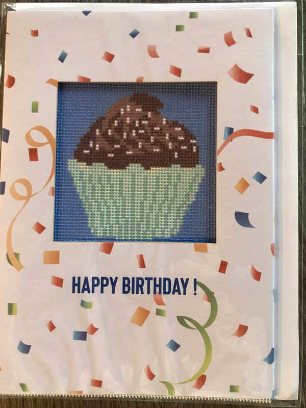 Needlepoint Card Happy Birthday Cupcake