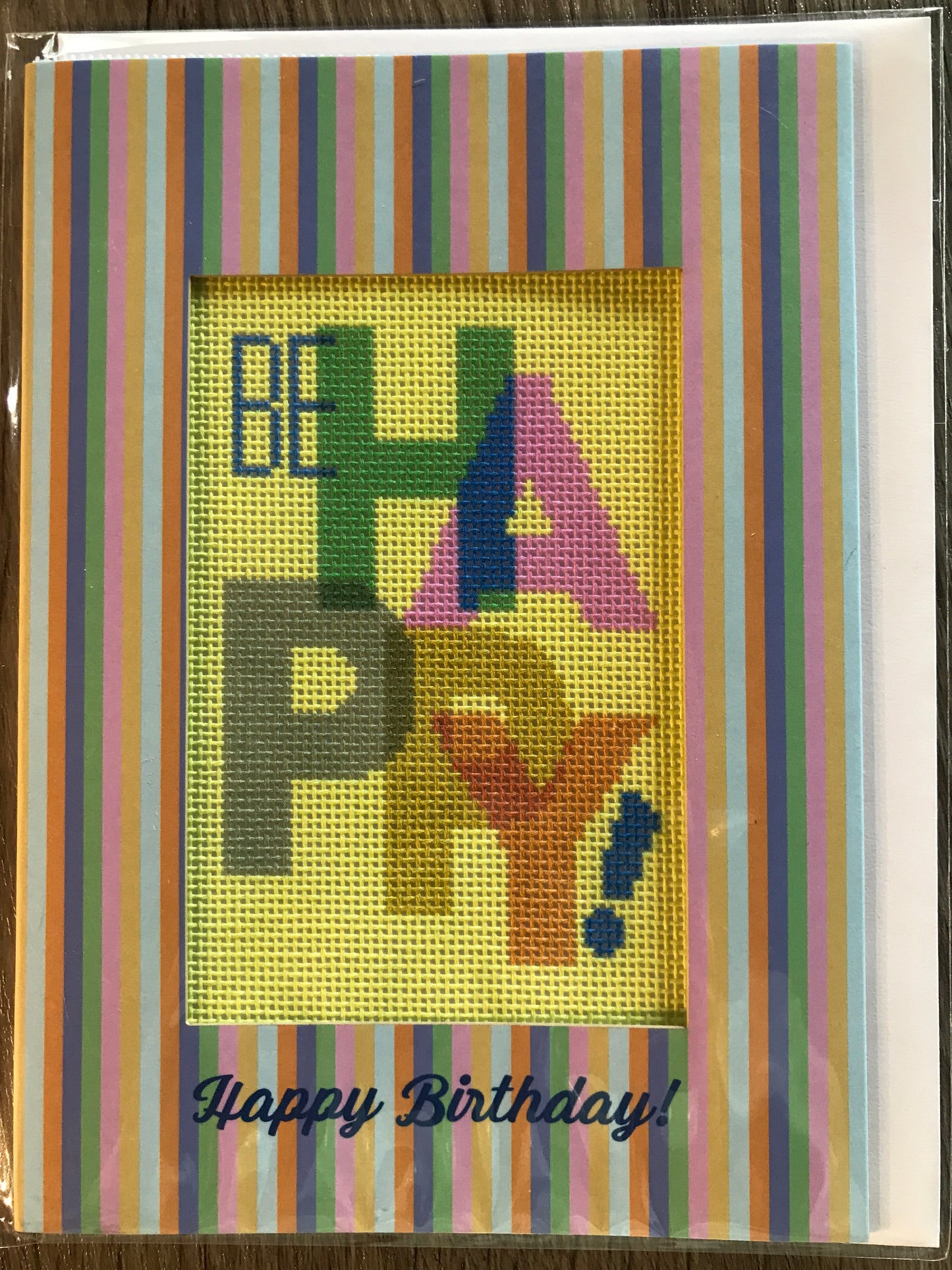 Needlepoint Card Be Happy