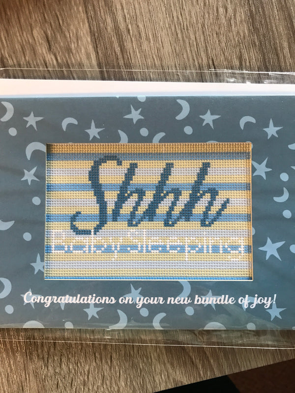 Needlepoint Card Baby Sleeping Blue