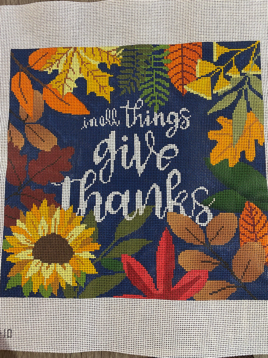 Autumn Pillow "In All Things Give Thanks"