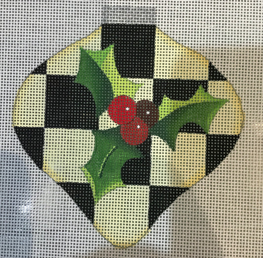 Checkered Ornament with holly