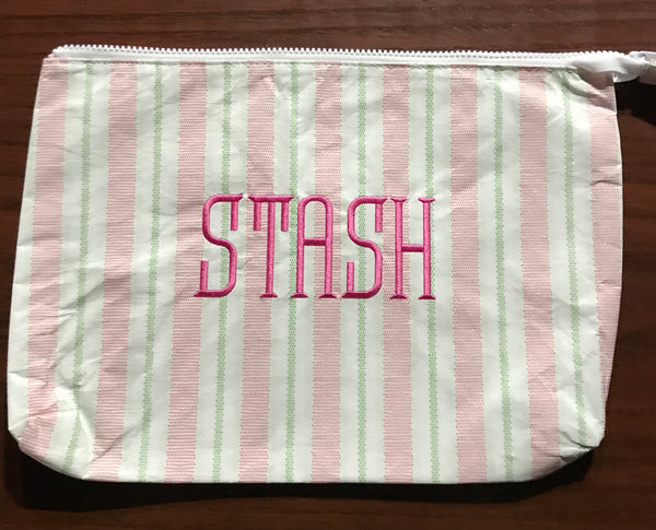 Medium Attic Bag- pink/green stripe