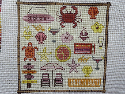 Beach Bum Toile Needlepoint