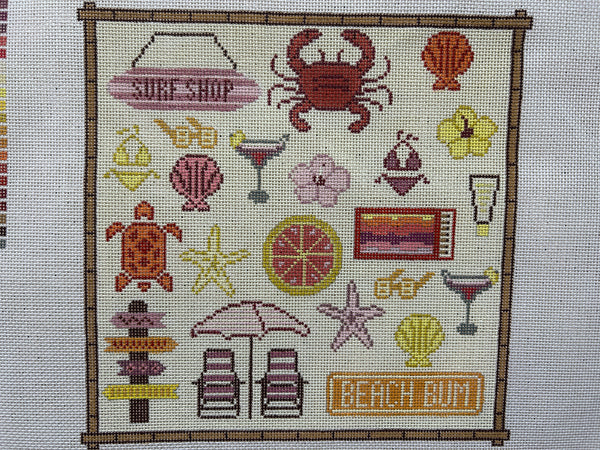 Beach Bum Toile Needlepoint