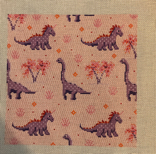 Dinosaur Square Canvas - Pink