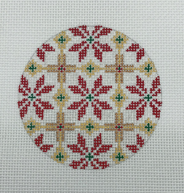 Poinsettia Round Ornament