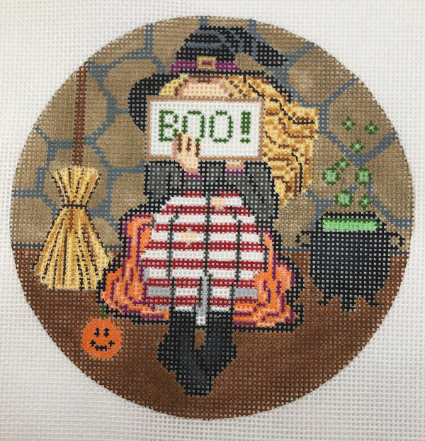 Witch Boo Stitching Girl Ornament