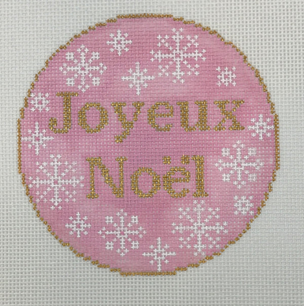 Joyeux Noel- pink with snowflakes