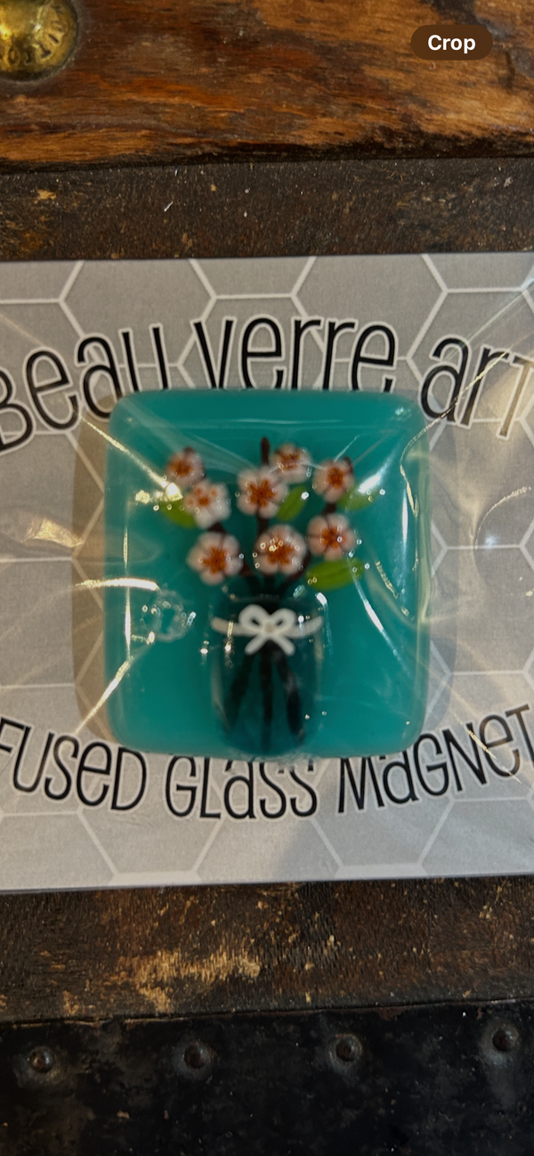 Mason Jar w/ Florals Fused Glass Needleminder