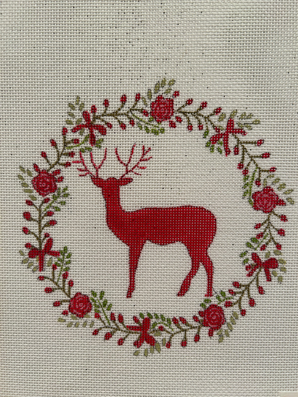 Standing Deer in Wreath
