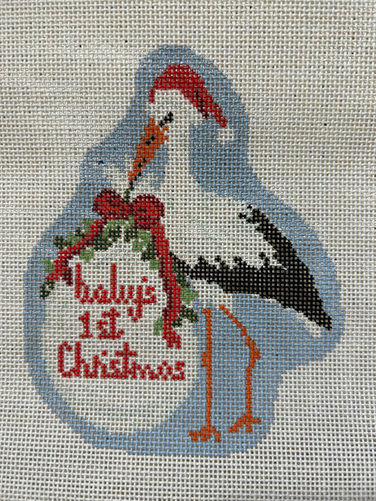 Baby's First Christmas Blue Stork