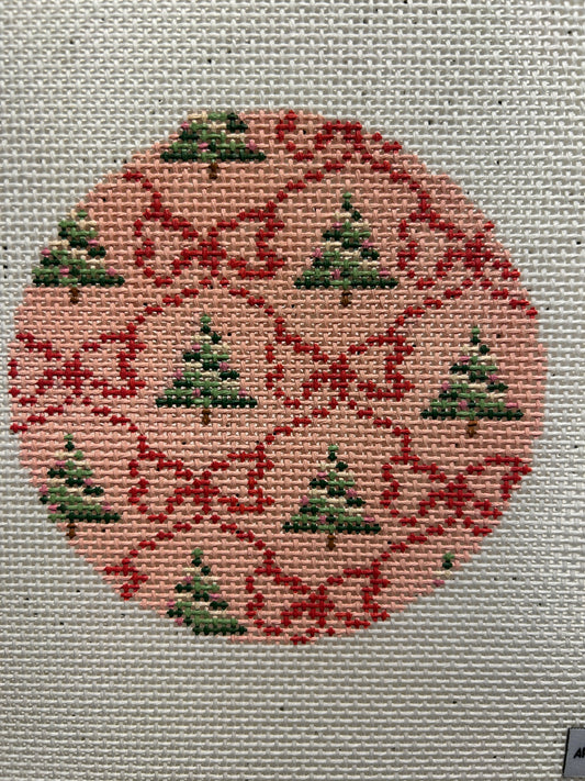 Holiday Bows and Trees Round