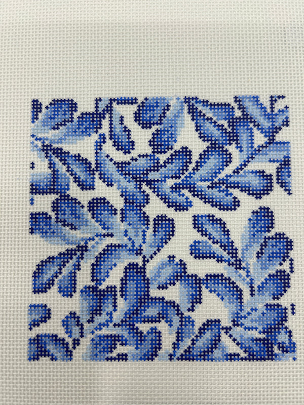 Swirling Leaves in Indigo - Square