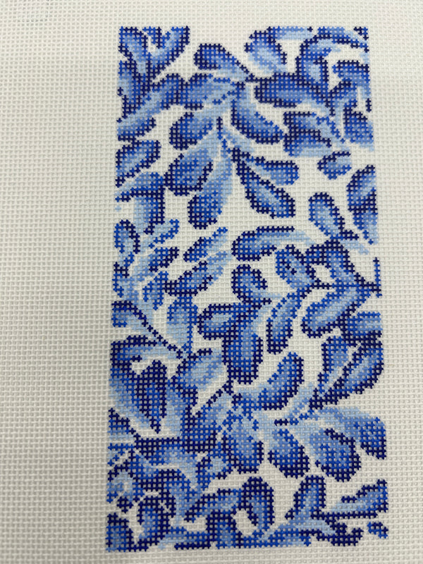 Swirling Leaves in Indigo Rectangle