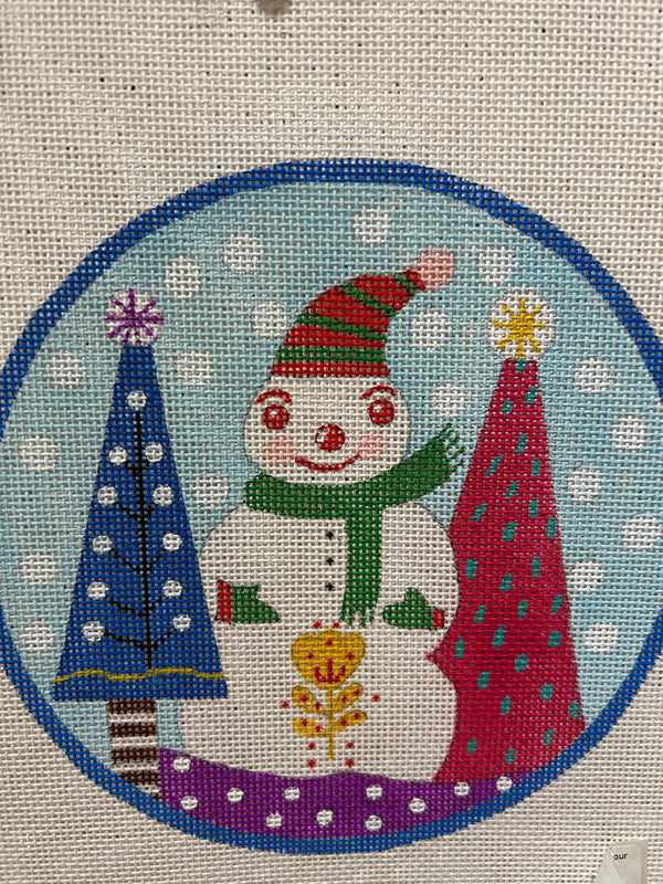 Snowman and Trees Round
